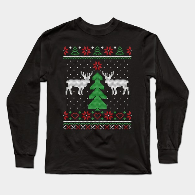 Ugly Christmas Sweater Long Sleeve T-Shirt by BadDesignCo